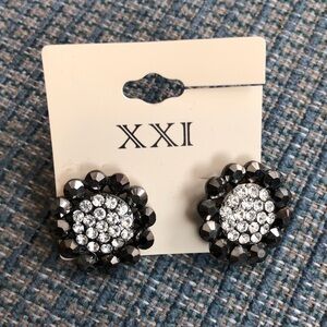 XXI Pierced Earrings Dark Grey/Clear